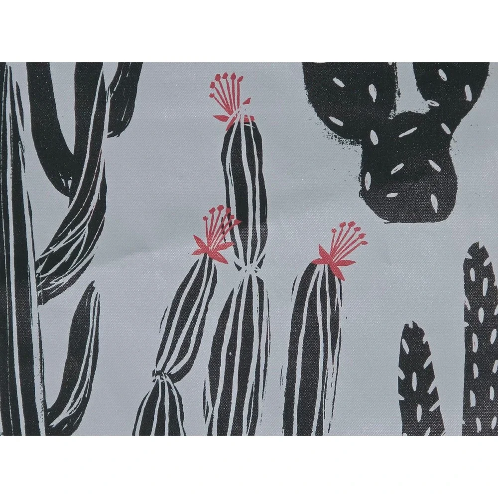 Cactus Wall Hanging Black White Canvas Tapestry Desert Decor Pink Flowers 40x40